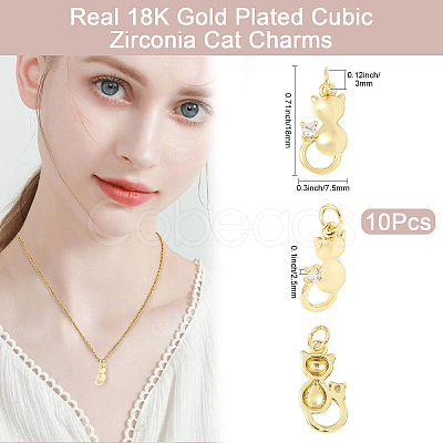 10Pcs Brass Pave Cubic Zirconia Pendants KK-BBC0022-58-1