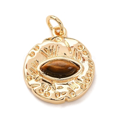 Brass & Natural Tiger Eye Pendants KK-A279-12G-1