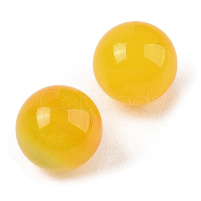 Natural Yellow Agate No Hole Sphere Beads G-K353-04A-28-1
