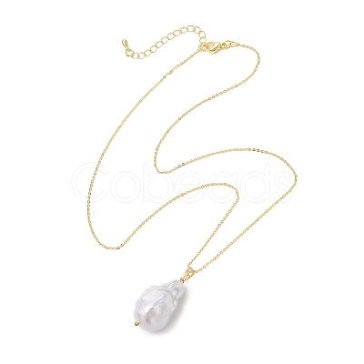 Natural Baroque Pearl Keshi Pearl Pendant Necklaces NJEW-JN06083-1