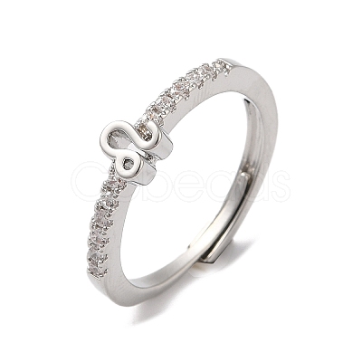 Rack Plating Brass Clear Cubic Zirconia Constellation Adjustable Rings for Women RJEW-S407-08P-10-1