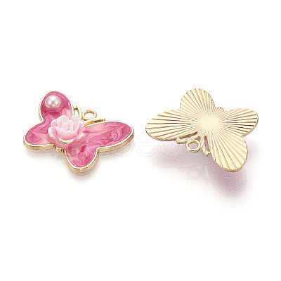 Rack Plating Alloy Enamel and ABS Imitation Pearl and Acrylic Pendants ENAM-T091-64B-1
