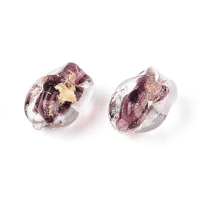 Handmade Gold & Silver Foil Glass Beads FOIL-N030-02B-1