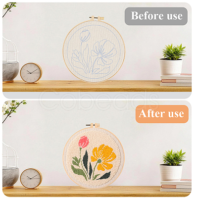 Flower Pattern Punch Embroidery Starter Kits DIY-WH20007-743B-1