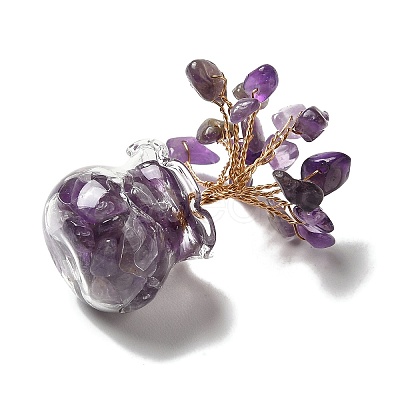 Natural Amethyst Chips Tree Decorations DJEW-Z007-02G-1