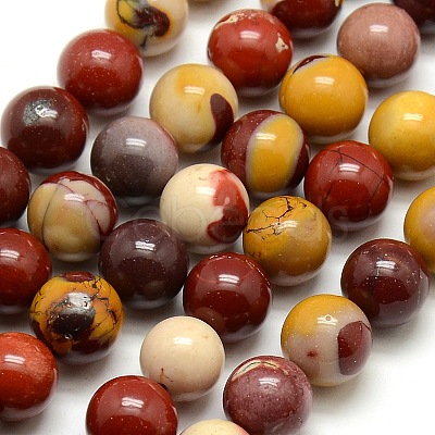 Round Natural Mookaite Beads Strands G-P062-65-1