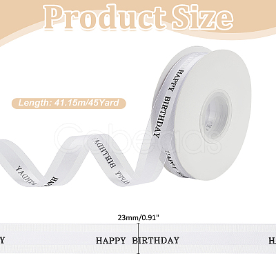 Happy Birthday Polyester Ribbons SRIB-WH0011-341B-1