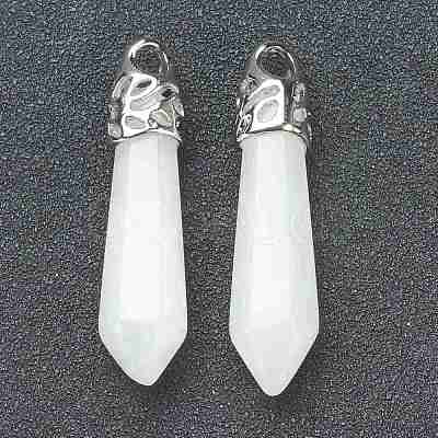 Bullet Natural White Jade Pointed Pendants G-E332-C27-1
