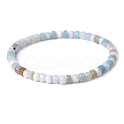Natural Flower Amazonite Beads Stretch Bracelets for Women Men PW-WG6A9BA-08-1