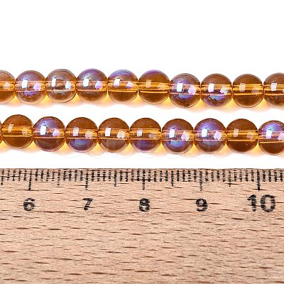 Transparent Electroplate Glass Beads Strands EGLA-Q132-6MM-01A-04-1