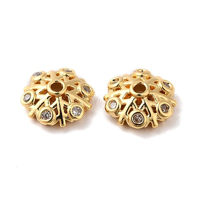 Brass Micro Pave Cubic Zirconia Bead Cap KK-E068-VF856-2-1