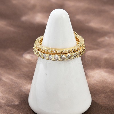 Brass Micro Pave Cubic Zirconia Plain Band Finger Rings for Women RJEW-P160-01A-G-1