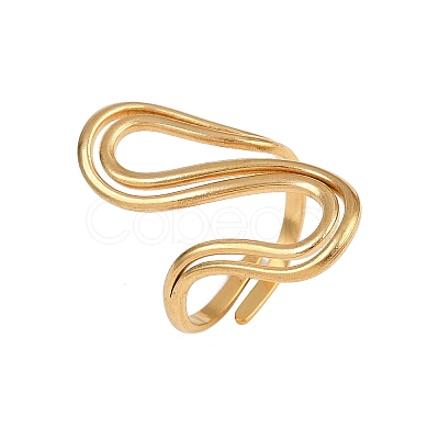 304 Stainless Steel Open Cuff Rings for Women RJEW-K303-06G-1