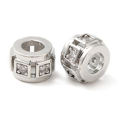 Rack Plating Brass Cubic Zirconia Beads KK-Z033-24P-1