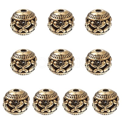 Tibetan Style Hollow Alloy Beads TIBEB-YW0001-12G-1