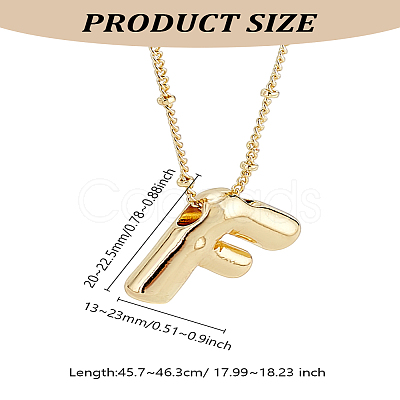 1pc Brass Chain with Alloy Letter Pendants Necklaces NJEW-LP0001-41F-G-1