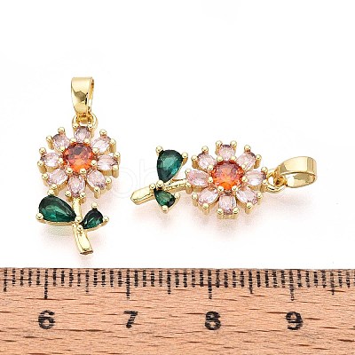 Brass Micro Pave Cubic Zirconia Pendants KK-T071-135G-02-1