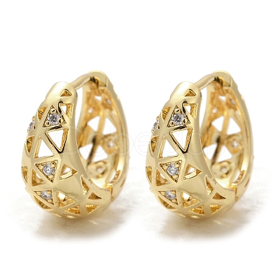 Hollow Triangle Brass Micro Pave Clear Cubic Zirconia Hoop Earring EJEW-M082-12G-1