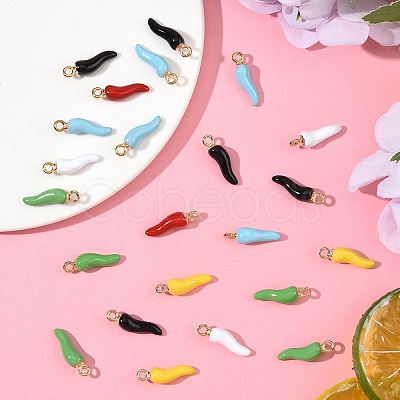 30Pcs 6 Colors Alloy Enamel Pendants ENAM-YW0005-78-1