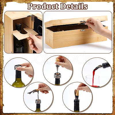 Wooden Wine Gift Packing Boxes with Clasps and 4Pcs Wine Openers CON-WH0089-269-1