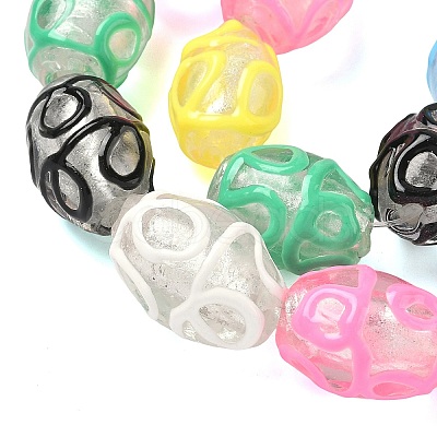 Handmade Silver Foil Glass Beads LAMP-K039-38-1