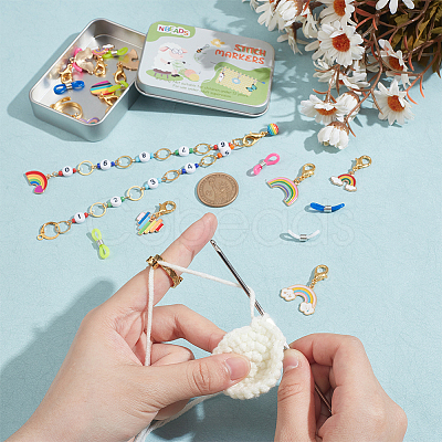 Rainbow DIY Knitting Tool Sets HJEW-NB00058-1