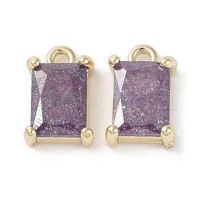 Brass Micro Pave Cubic Zirconia Charms KK-G491-31G-06-1