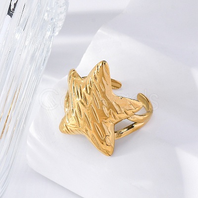 Marine Animal Theme 304 Stainless Stee Open Cuff Rings RJEW-Q005-01H-G-1