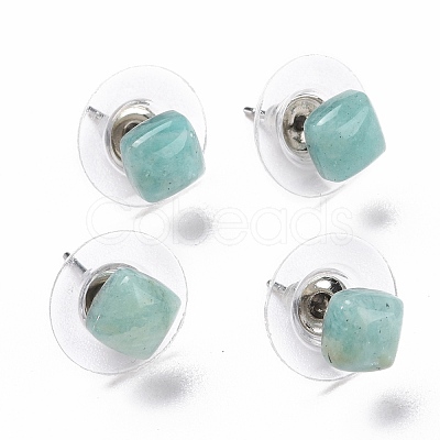 Natural Amazonite Ear Studs EJEW-K091-01P-05-1