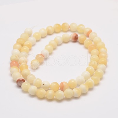 Natural Honey Jade Bead Strands G-K153-B26-6mm-1