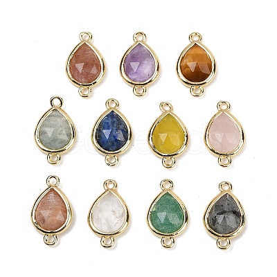 Natural Mixed Gemstone Faceted Connector Charms G-L514-048P-1