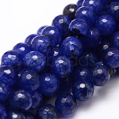 Dyed Natural Agate Faceted Round Beads Strands G-E320E-8mm-08-1