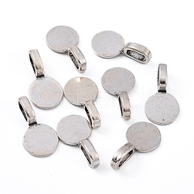 Tibetan Style Alloy Glue On Flat Pad Pendant Bails TIBEP-1124-AS-FF-1