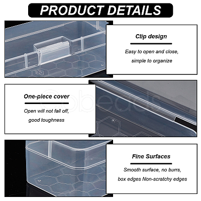 10Pcs Transparent Plastic Storage Boxes CON-BC0007-78B-1