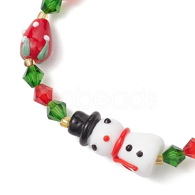 Christmas Bicone K9 Glass Beaded Stretch Bracelets BJEW-MZ00194-1
