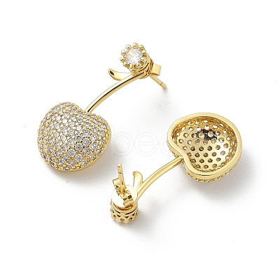 Cherry Brass Micro Pave Cubic Zirconia Stud Earrings EJEW-M077-12G-02-1