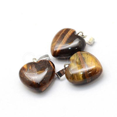 Heart Natural Tiger Eye Pendants X-G-Q371-06-1