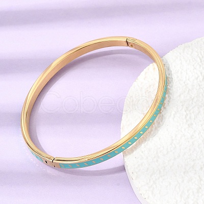 304 Stainless Steel Enamel Hinged Cuff Bangles for Women SA-CBAC920-15G-01H-1