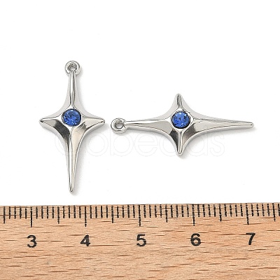304 Stainless Steel Rhinestone Pendants STAS-L308-04B-P-1