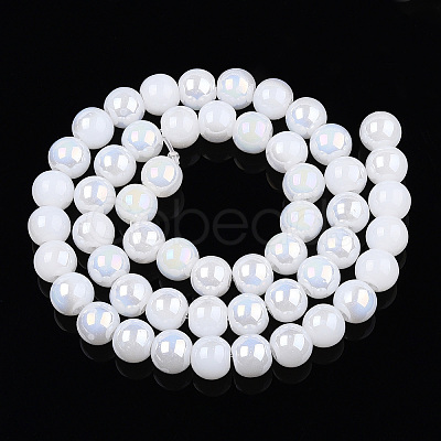 Electroplate Imitation Jade Glass Beads Strands GLAA-T032-J8mm-AB01-1