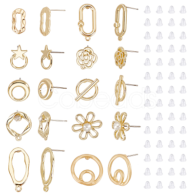 40Pcs 10 Style Alloy Stud Earring Findings FIND-PH0008-36-1