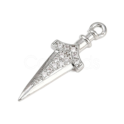 Brass Micro Pave Clear Cubic Zirconia Pendants KK-L238-14P-1