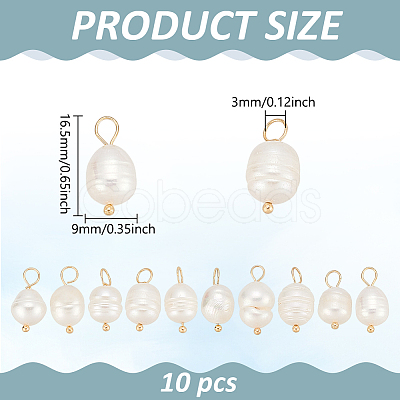 10Pcs Natural Cultured Freshwater Pearl Pendants FIND-LP0001-54-1