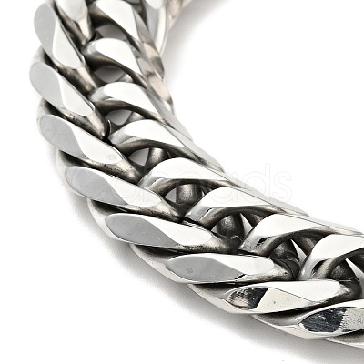 Non-Tarnish 201 Stainless Steel Cuban Link Chains Bracelet for Men Women Hand Polished BJEW-H550-07D-P-1