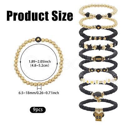 9Pcs 9 Styles Handmade Polymer Clay Heishi Beads Stretch Bracelets BJEW-WH0012-101B-1