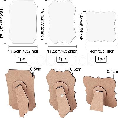 3 Sets 3 Styles MDF Board Heat Transfer Blanks Photo Frame DIY-BC0002-82-1