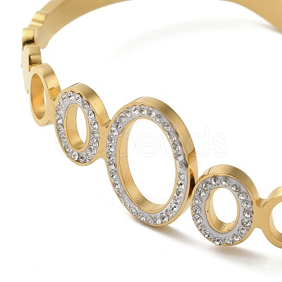 304 Stainless Steel Micro Pave Clear Cubic Zirconia Hollow Oval Hinged Bangles for Women LS-BJEW-E099-02G-1