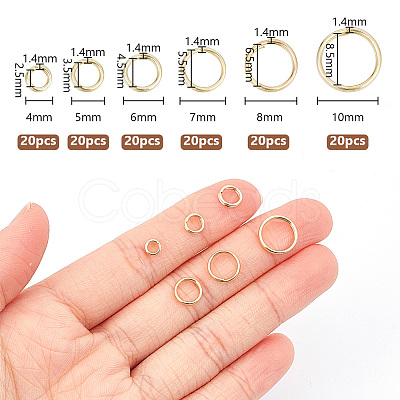 GOMAKERER 120Pcs 6 Styles Brass Split Rings KK-GO0001-52-1