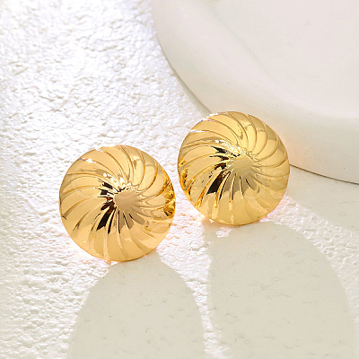 Alloy Half Round with Swirl Stud Earrings AZ7064-1-1