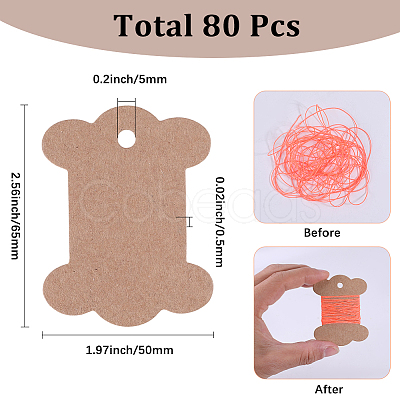 80Pcs Bone Shape Paper Thread Winding Boards SENE-SC0001-08-1